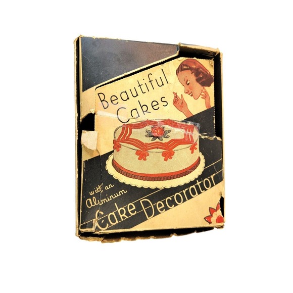 Vintage Aluminum Cake Decorator Press Set Original Box 1940's MCM Kitchen - Picture 1 of 12